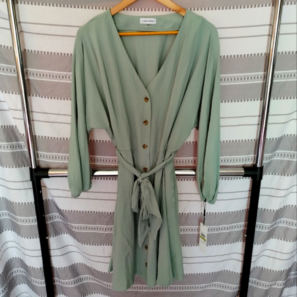 Like new Calvin Klein Sage Green Button-Down Dress